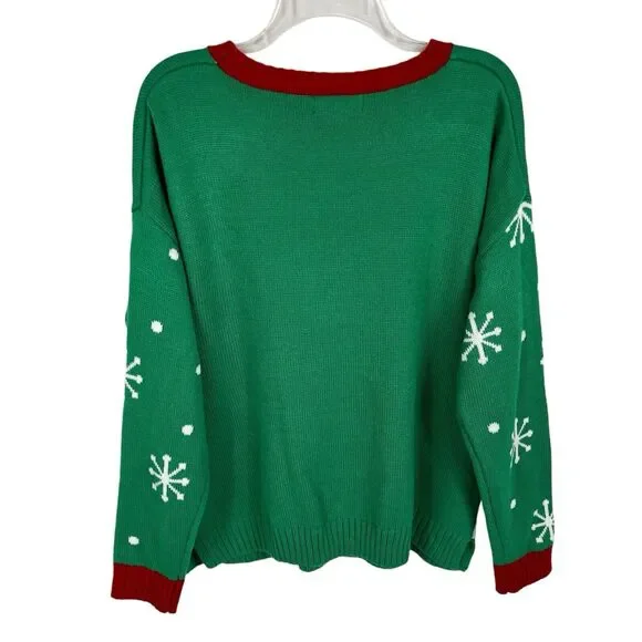 Blizzard Bay Green Ugly Christmas Cool Snowman Sunglasses Sweater Men’s Large - Picture 2 of 10